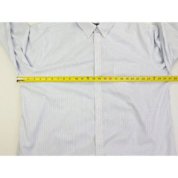 Stafford Regular Fit 18 36-37 White Black Blue Check Button Down Executive Shirt - Picture 3 of 9